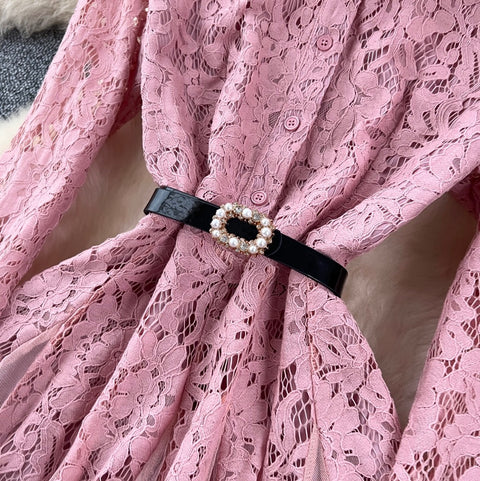 Crochet Lace Patchwork Mesh Dress