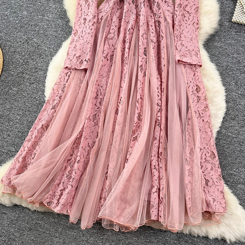 Crochet Lace Patchwork Mesh Dress