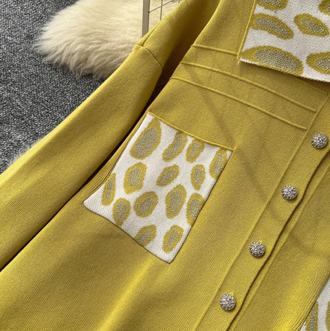 Print Cardigan & Trousers Knitted 2Pcs