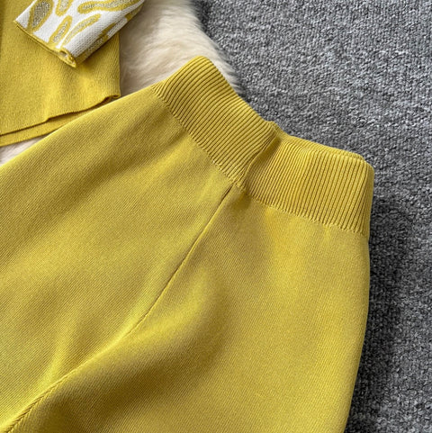 Print Cardigan & Trousers Knitted 2Pcs