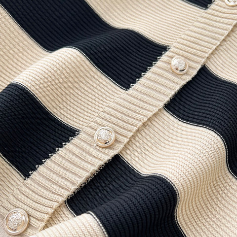 Casual Striped Cardigan & Trousers 2Pcs