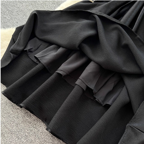 V-neck Print Satin Patchwork Dress