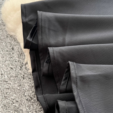 High-end Satin Patchwork Black Dress