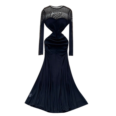 See-through Black Mesh Patchwork Dress