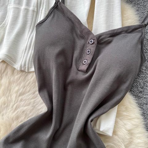 Hoodie & Slim-fit Slip Dress 2Pcs