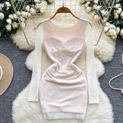 Square Neckline Rhinestone Studded Dress