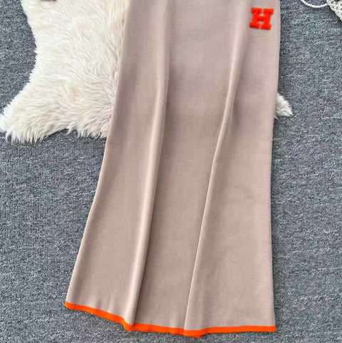 Zipped Sweater & Slim Skirt 2Pcs