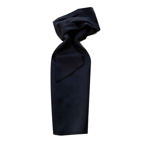 Slant Neckline Split Black Dress