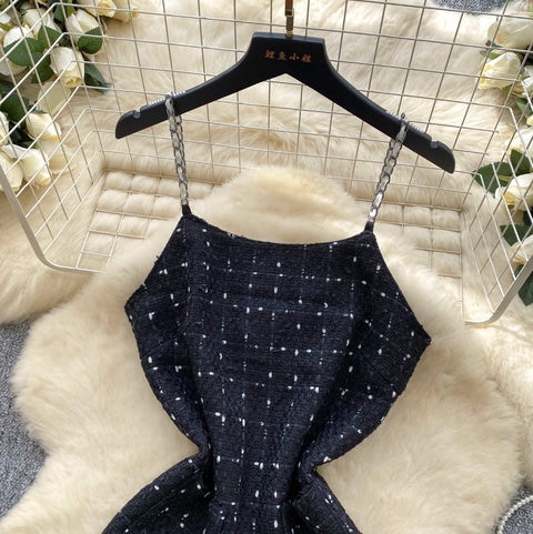 Mesh Patchwork Slip Dress & Sweater 2Pcs