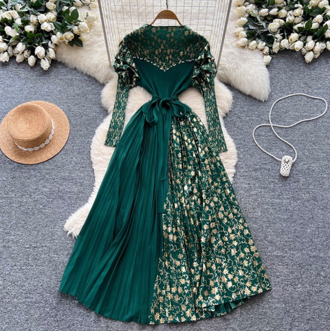 High-end Asymmetric Print Patchwork Dress