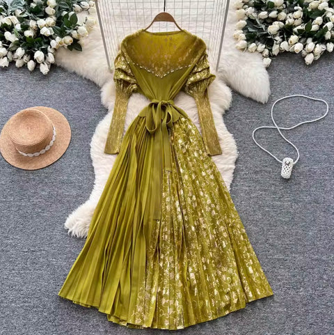 High-end Asymmetric Print Patchwork Dress