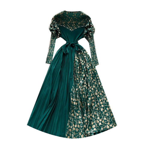 High-end Asymmetric Print Patchwork Dress