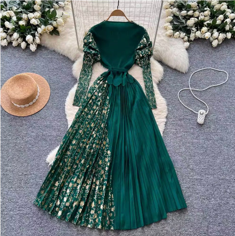 High-end Asymmetric Print Patchwork Dress