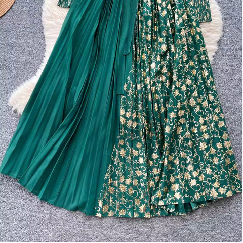 High-end Asymmetric Print Patchwork Dress