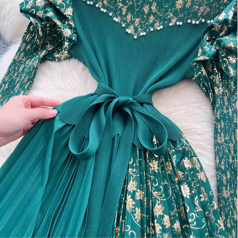 High-end Asymmetric Print Patchwork Dress