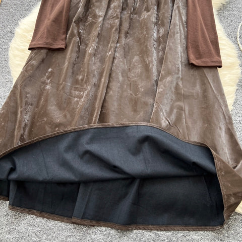 Pleated Slip Dress & Sweater 2Pcs