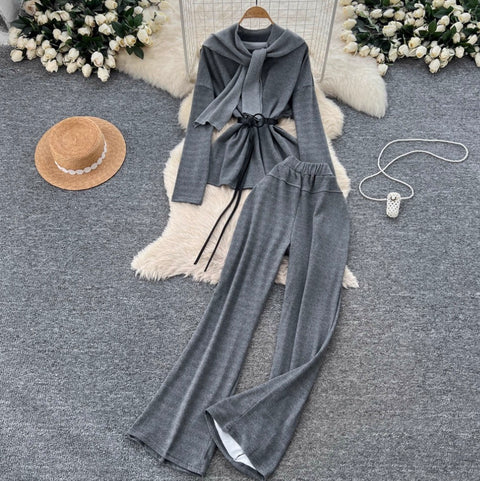 Faux Two-pieces Top & Trousers 2Pcs