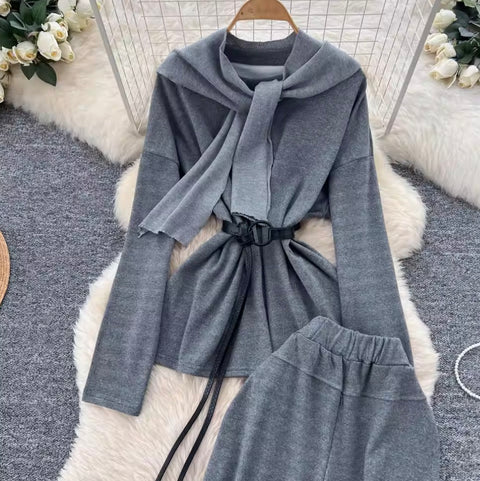 Faux Two-pieces Top & Trousers 2Pcs