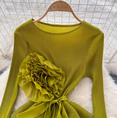 3D Ruffled Top & Gradient Skirt 2Pcs