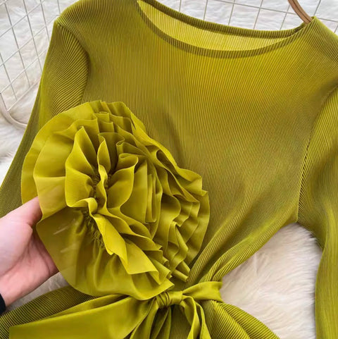 3D Ruffled Top & Gradient Skirt 2Pcs