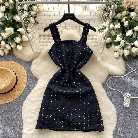 Tweed Slip Dress & Sweater 2Pcs