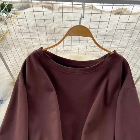 Sweatshirt & Plaid Flared Trousers 2Pcs