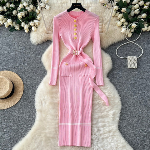 Niche Waist-slimming Knitwear Dress