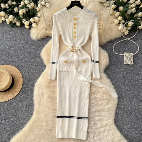 Niche Waist-slimming Knitwear Dress