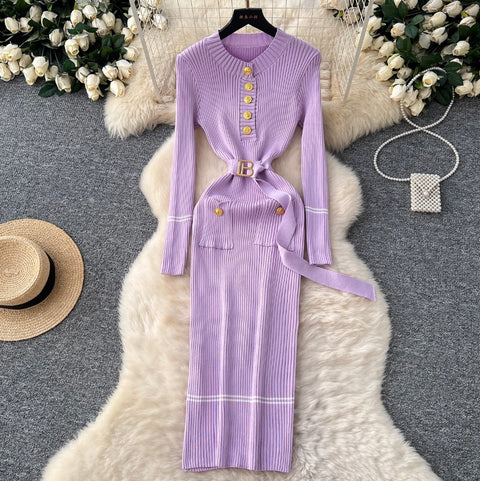 Niche Waist-slimming Knitwear Dress