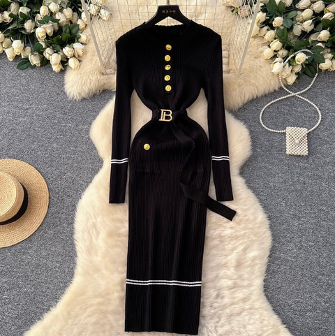 Niche Waist-slimming Knitwear Dress