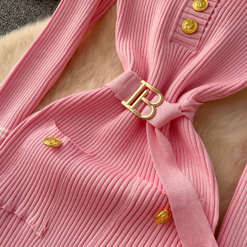 Niche Waist-slimming Knitwear Dress