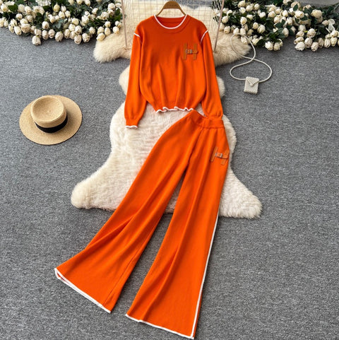 Embroidery Sweatshirt & Trousers 2Pcs