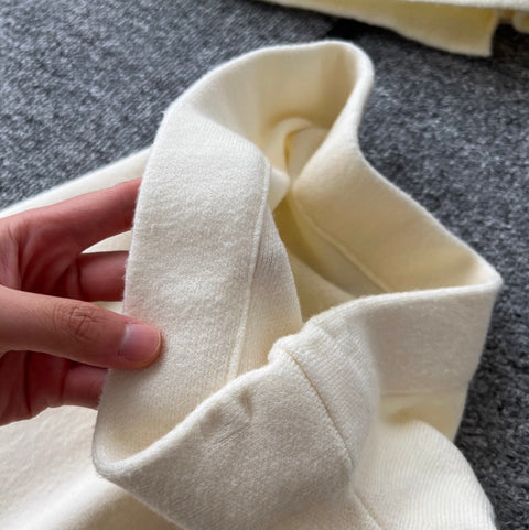 Lapeled Cardigan & Fringed Skirt 2Pcs