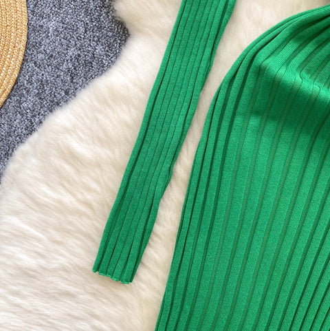 Simple Design Lapeled Knitted Dress