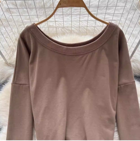 Back Hollowed Top & Trousers Casual 2Pcs