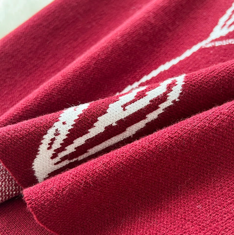 Line Print Crew-neck Sweater Dress