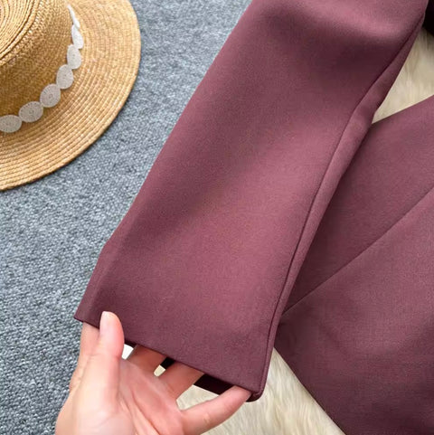 Suit-collar Blazer & Trousers OL 2Pcs