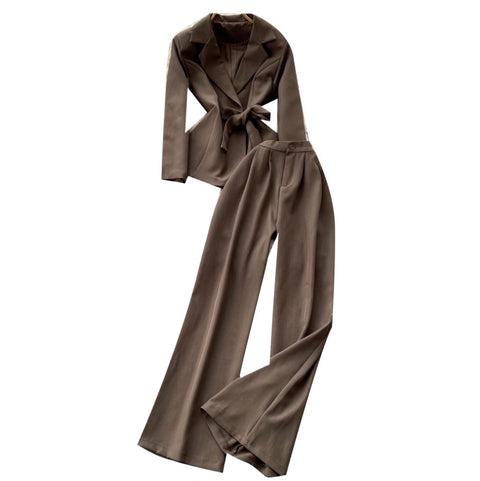 Suit-collar Blazer & Trousers OL 2Pcs