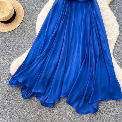 Irregular Design Sapphire Blue Slip Dress