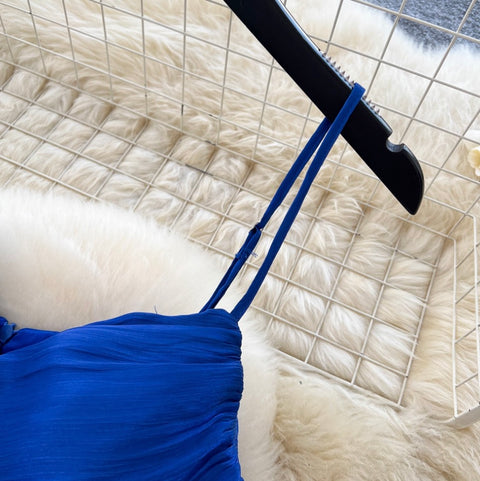 Irregular Design Sapphire Blue Slip Dress