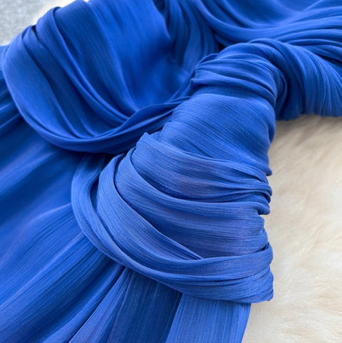 Irregular Design Sapphire Blue Slip Dress