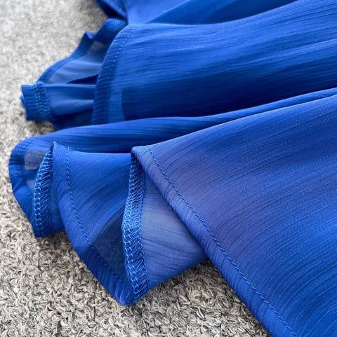 Irregular Design Sapphire Blue Slip Dress