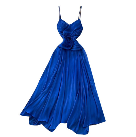 Irregular Design Sapphire Blue Slip Dress
