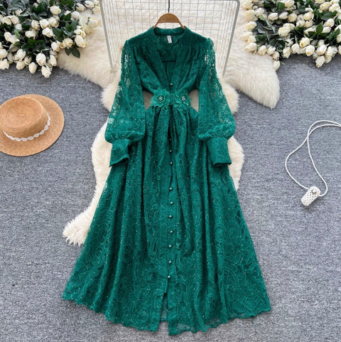 French Style Sequined Embroidery Dress