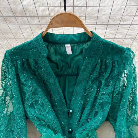 French Style Sequined Embroidery Dress