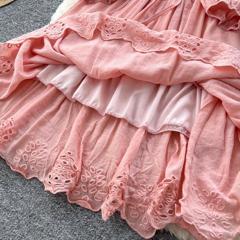 Elegant Hollowed Embroidery Dress