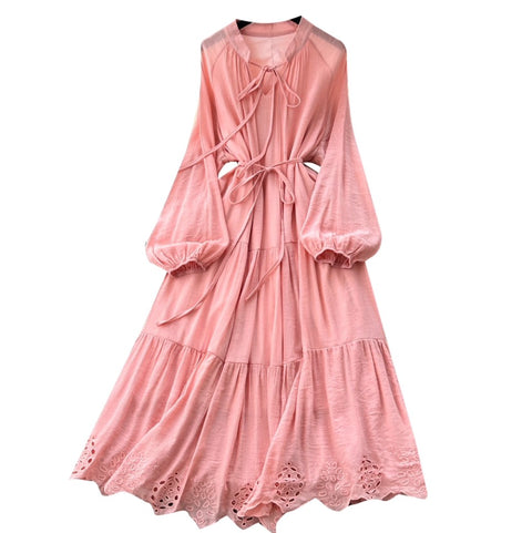 Elegant Hollowed Embroidery Dress