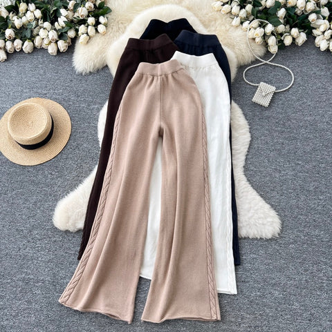 Twisted Side Stretchy Knit Trousers