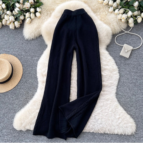 Twisted Side Stretchy Knit Trousers