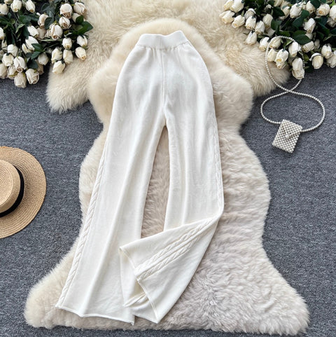 Twisted Side Stretchy Knit Trousers